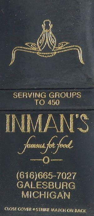 Inmans Restaurant - Matchbook (newer photo)
